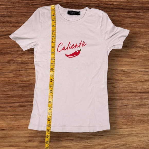 Junk Food Clothing Women’s 
CALIENTE PEPPER Logo Super‎ Slim Distressed Tee Sz S - Picture 8 of 9